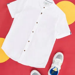Pantaloons Junior Boys Band Collar Cotton Flex Casual Shirt-image-6