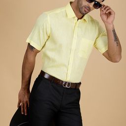 JADE BLUE Spread Collar Linen Formal Shirt-picture-26