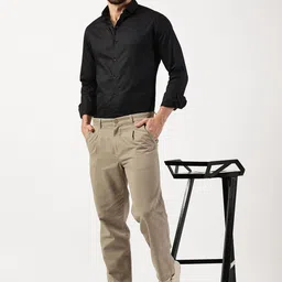 RAVINIK Men India Slim Fit Spread Collar Solid Cotton Casual Shirt-picture-23