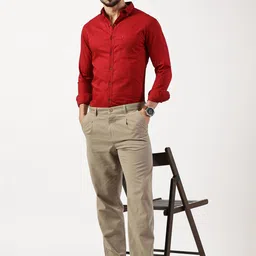 RAVINIK Men India Slim Fit Spread Collar Solid Cotton Casual Shirt-image-14
