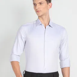 Arrow Textured Spread Collar Slim Fit Pure Cotton Formal Shirt-picture-30