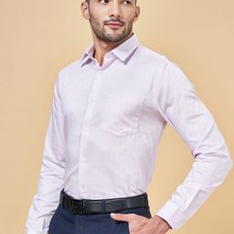 Peregrine by Pantaloons Vertical Striped Slim Fit Spread Collar Cotton Formal Shirt-picture-15