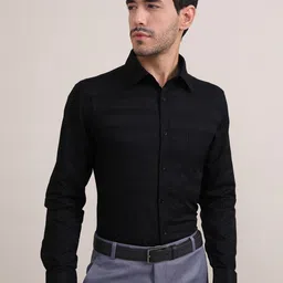 LOUIS STITCH Comfort Micro Ditsy Printed Spread Collar Chest Pocket Cotton Formal Shirt-picture-29