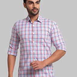 Parx Men Red Slim Fit Checked Casual Roll-Up Sleeves Shirt-picture-21