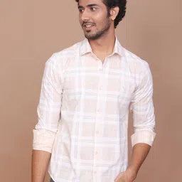 RAVINIK Men Opaque Checked Casual Shirt-image-84