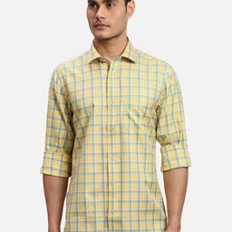 ColorPlus Checked Spread Collar Cotton Casual Shirt-picture-30