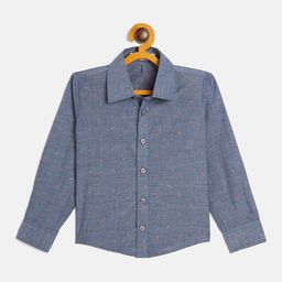 JWAAQ Boys Relaxed Micro Ditsy Printed Spread Collar Cotton Casual Shirt-picture-6