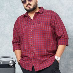 HARDSODA Plus Size Checked Spread Collar Long Sleeves Casual Shirt-image-27