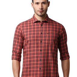 Basics Other Checks Cotton Spread Collar Slim Fit Checked Casual Shirt-picture-5