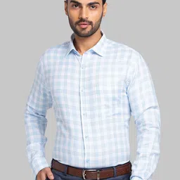 Park Avenue Men Slim Fit Opaque Checked Spread Collar Formal Shirt-picture-5
