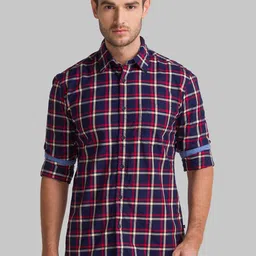 Parx Men Blue Slim Fit Tartan Checks Opaque Checked Casual Shirt-picture-43