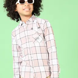 V-Mart Boys Spread Collar Gingham Checked Cotton Casual Shirt-image-49