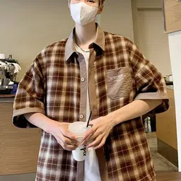 StyleCast Men Original Oversized Fit Spread Collar Tartan Checked Casual Shirt-image-27