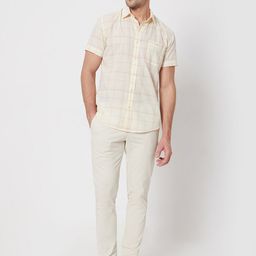 Mufti Slim Fit Windowpane Checked Pure Cotton Casual Shirt-picture-4