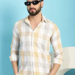 Indian Needle Checked Spread Collar Cotton Casual Shirt-image-44