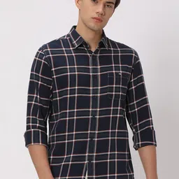 Mufti Slim Fit Tartan Checks Checked Pure Cotton Casual Shirt-image-45