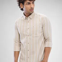 SPYKAR Men Slim Fit Opaque Striped Spread Collar Casual Shirt-picture-9