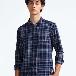 Flying Machine Slim Fit Tartan Checks Spread Collar Cotton Twill Casual Shirt-picture-33