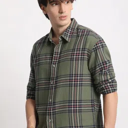THE BEAR HOUSE Tartan Checked Spread Collar Long Sleeves Cotton Casual Shirt-image-15