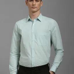 Louis Philippe Men Spread Collar Textured Cotton Formal Shirt-image-87