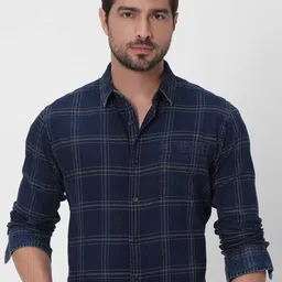 Mufti Slim Fit Tartan Checks Casual Shirt-picture-38