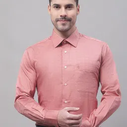 Cantabil Windowpane Checked Formal Cotton Shirt-image-5