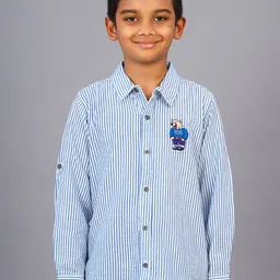 ZION Boys Classic Vertical Stripes Opaque Cotton Casual Shirt-picture-44