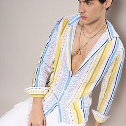 Campus Sutra Classic Multi Striped Spread Collar Casual Shirt-picture-21