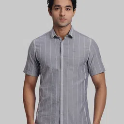 ColorPlus Opaque Striped Spread Collar Cotton Casual Shirt-image-46