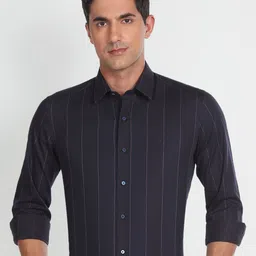 Arrow New York Slim Fit Twill Striped Formal Pure Cotton Shirt-image-19
