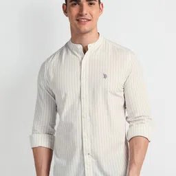 U.S. Polo Assn. Denim Co. Slim Fit Vertical Stripes Opaque Casual Shirt-picture-23