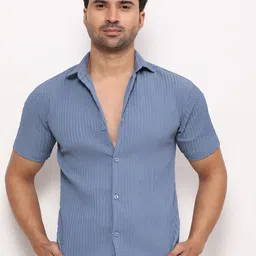 ZARIMO Standard Striped Spread Collar Short Sleeves Regular Fit Shirt image 1