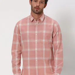 Mufti Slim Fit Tartan Checked Cotton Linen Casual Shirt-image-86