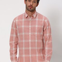 Mufti Slim Fit Checked Cotton Linen Casual Shirt-picture-12