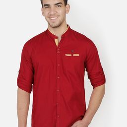 Kuons Avenue Men Maroon Smart Slim Fit Linen Cotton Casual Shirt-picture-20