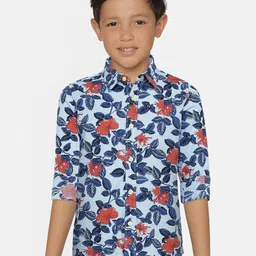 Pepe Jeans Boys Blue and Red Regular Fit Printed Casual Shirt-picture-14