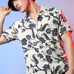 Campus Sutra Spread Collar Short Sleeves Floral Classic Printed Casual Shirt-image-23