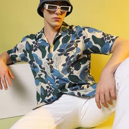 Campus Sutra Spread Collar Pastel Floral Classic Printed Casual Shirt-image-34