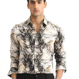 RARE RABBIT Men Haussman Off White Grey Slim Fit Printed Shirt-picture-26