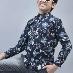 Crimsoune Club Boys Floral Printed Classic Slim Fit Casual Shirt-image-95