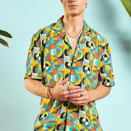 MASCLN SASSAFRAS Unisex Relaxed Opaque Printed Casual Shirt-picture-13