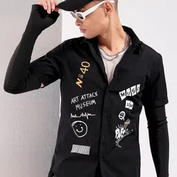 The Indian Garage Co Slim Fit Graphic Printed Spread Collar Pure Cotton Shirt-picture-24