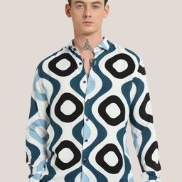 Banana Club Men Abstract Printed Spread Collar Classic Slim Fit Casual Shirt-picture-17