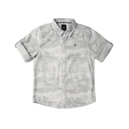 Allen Solly Junior Boys Slim Fit Camouflage Printed Spread Collar Roll-Up Sleeves Shirt-picture-28