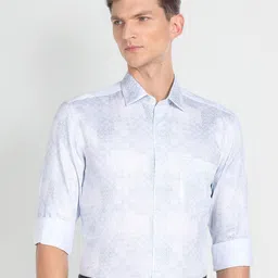Arrow Slim Fit Abstract Printed Spread Collar Long Sleeve Pocket Cotton Formal Shirt-picture-25