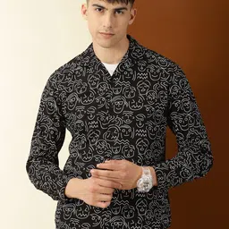 Thomas Scott Classic Conversational Printed Cuban Collar Cotton Casual Shirt image 1