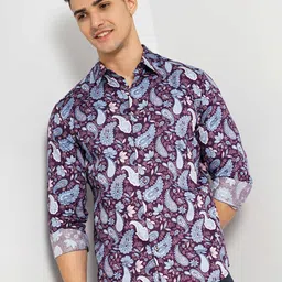 Celio Paisley Ethnic Motifs Printed Classic Regular Fit Opaque Cotton Casual Shirt-picture-24