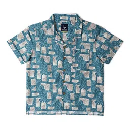 Allen Solly Junior Boys Conversational Printed Cuban Collar Casual Shirt-picture-12
