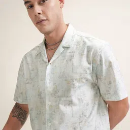 LOCOMOTIVE Men Abstract Printed Cuban Collar Relaxed Fit Casual Shirt-image-65