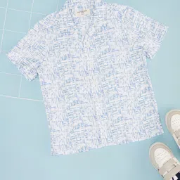 Pantaloons Junior Boys Cuban Collar Abstract Printed Casual Shirt-picture-36